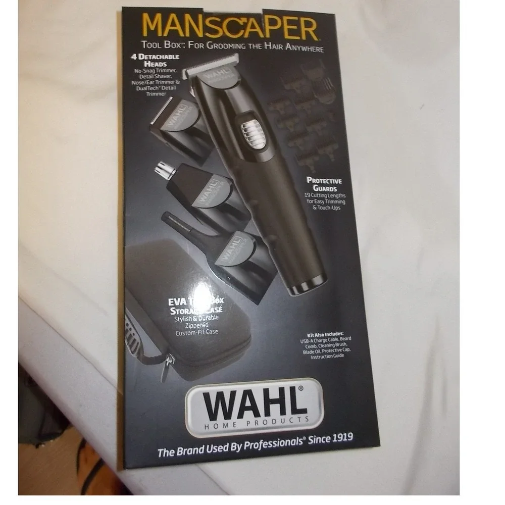 Wahl Manscaper Tool Box Rechargeable Lithium Ion Men Grooming Kit 4 Heads NEW